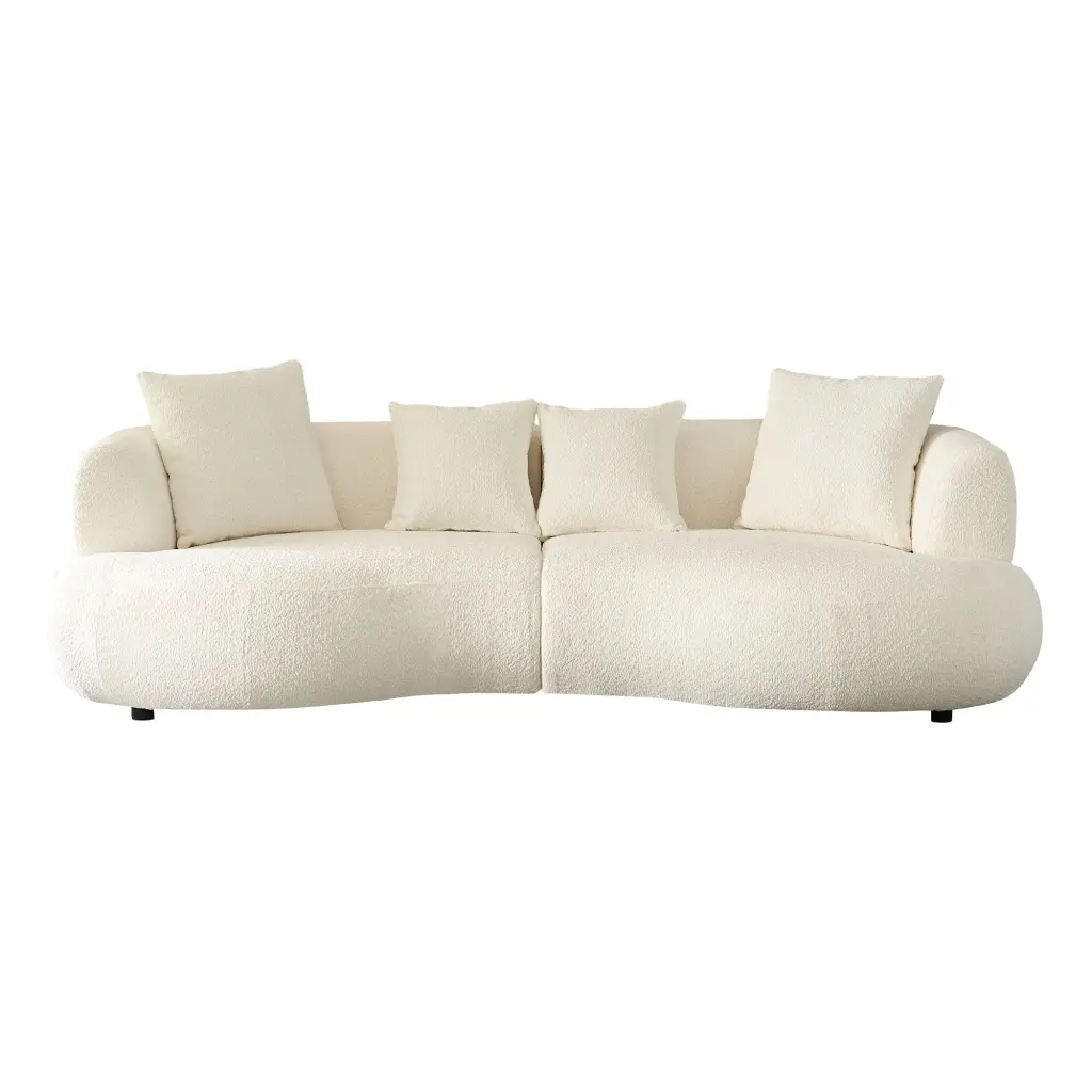 102.36 Inch Mid Century Modern Sectional Curved Sofa Couch Living Room justone