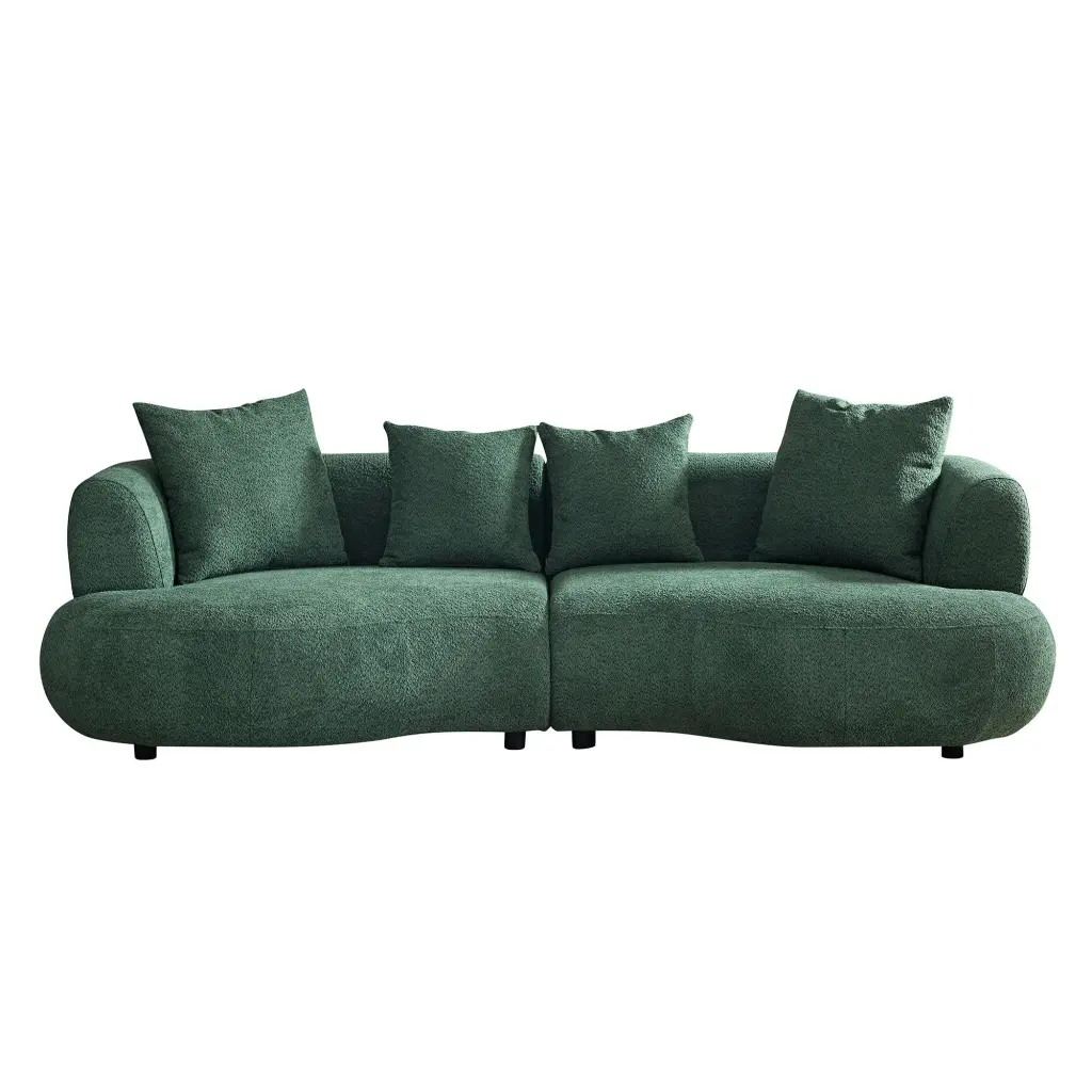 102.36 Inch Mid Century Modern Sectional Curved Sofa Comfy Couch justone