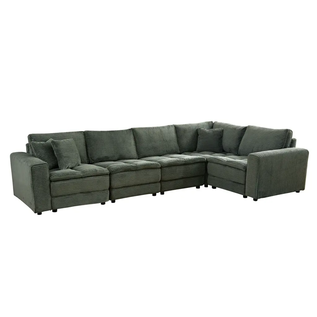 5-Seat Oversized L-Shaped Sectional Sofa Detachable Cushions justone