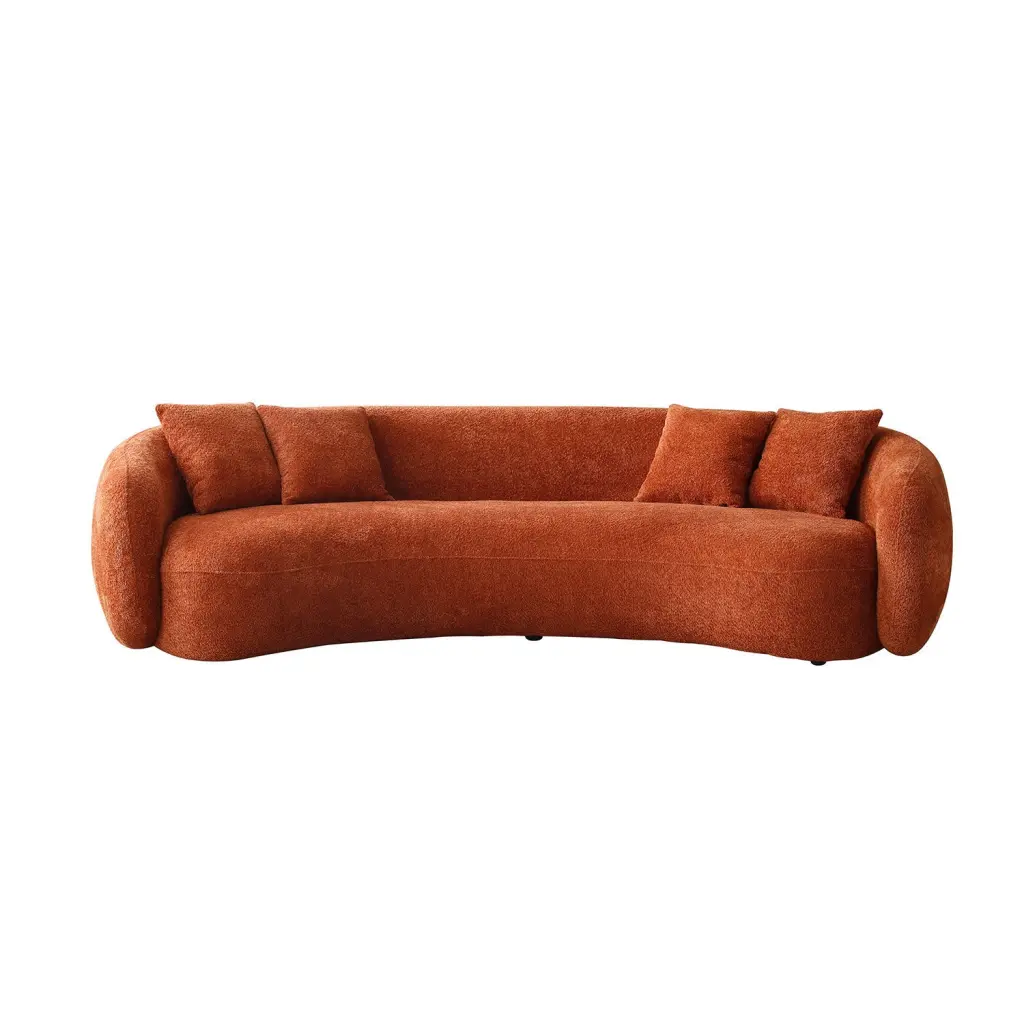 102 Inch 5 Seater Boucle Sofa Modern Sectional Half Moon Leisure Couch justone interior