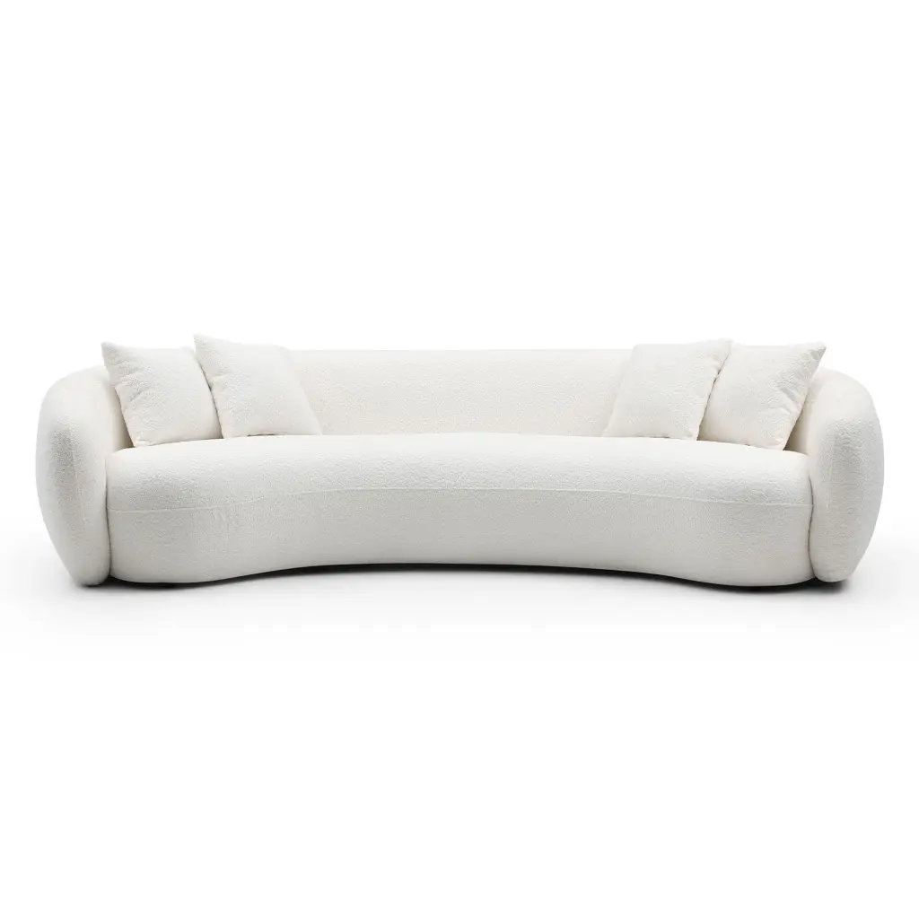 102 Inch 5 Seater Boucle Sofa Modern Sectional Half Moon Leisure Couch Living Room justone interior