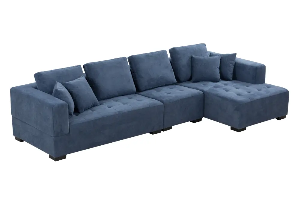 134'' Mid Century Modern Sofa Right Chaise Living Room justone interior