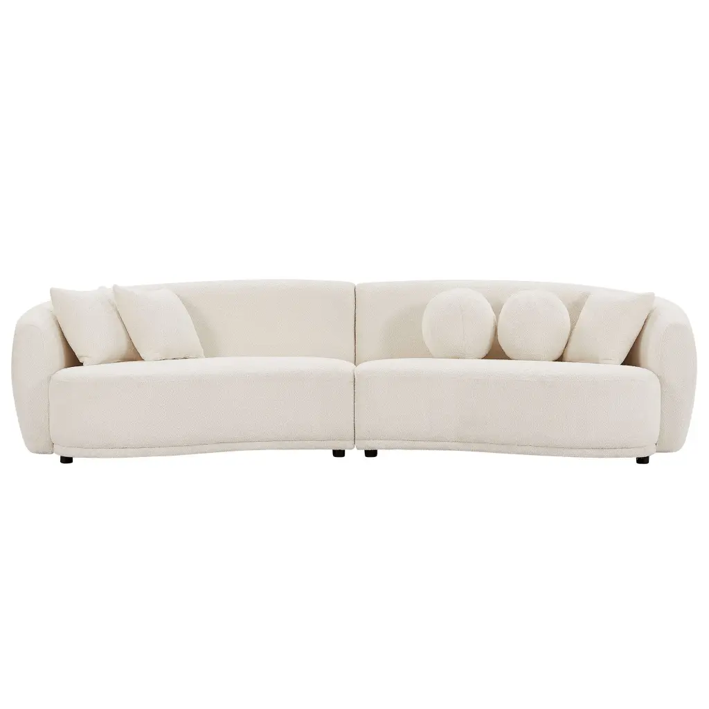 Sofa Soft Comfy Teddy Material Upholstered Deep Seat Sectional Couch Pillows justone interior