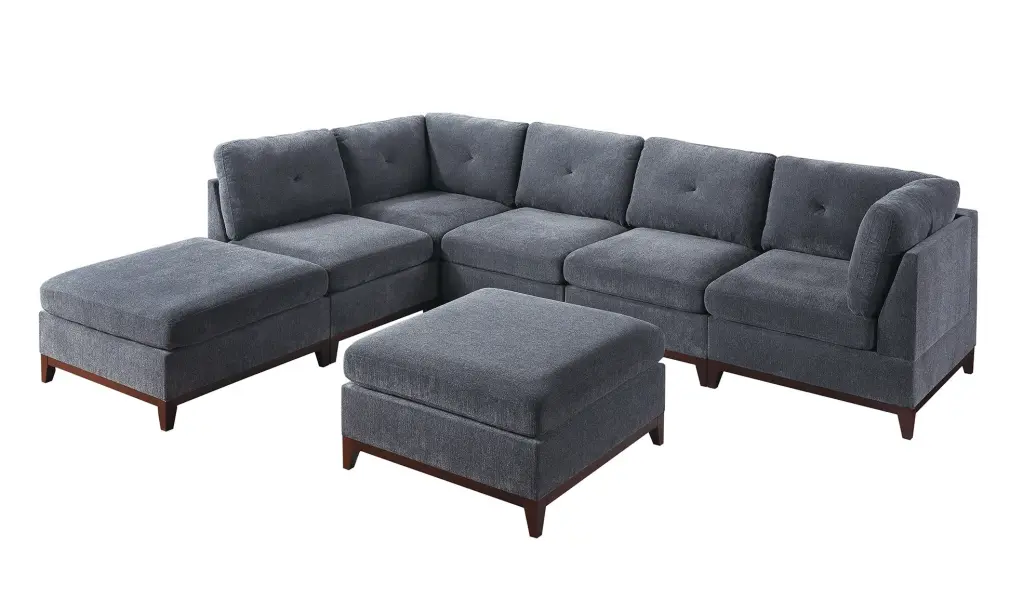 Ash Grey Chenille Fabric Modular Sectional 7 Piece Living Room Furniture Set kanepe