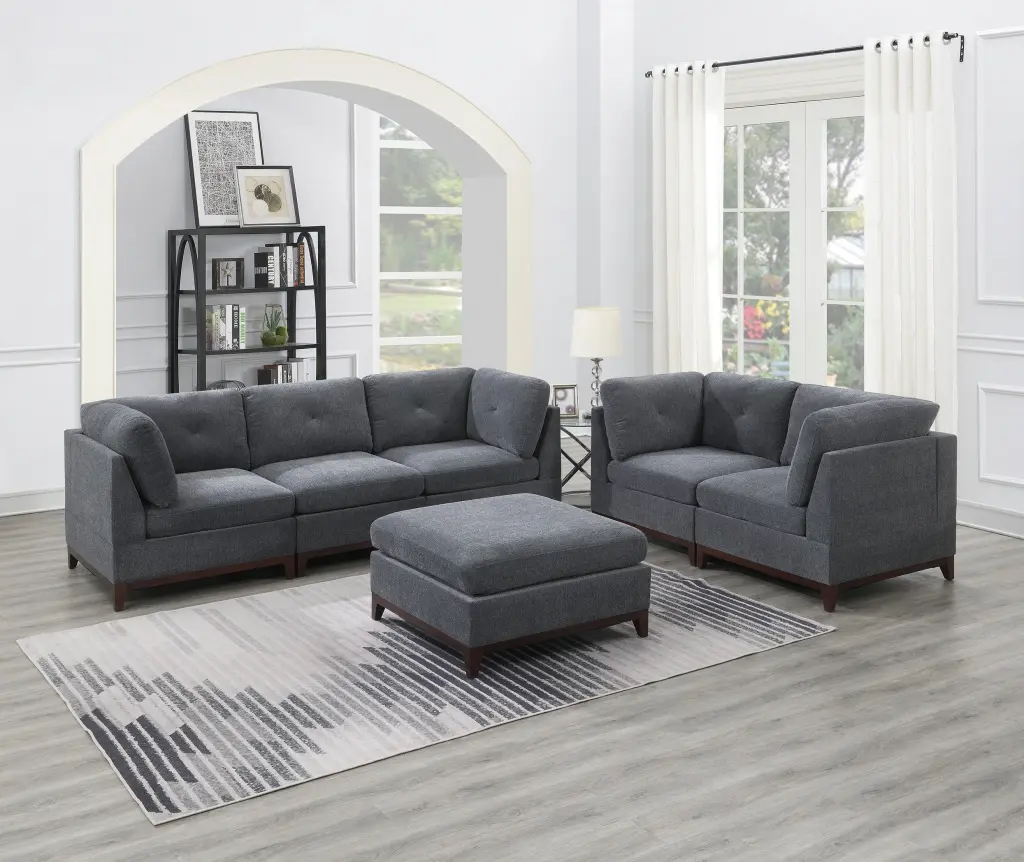 Ash Grey Chenille Modular Sofa Set 6Pc Living Room Furniture Comfortable Sectional Home kanepe