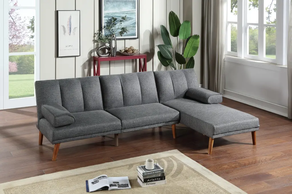 Blue Grey Polyfiber 2 Piece Sectional Sofa Set Living Room Decor kanepe