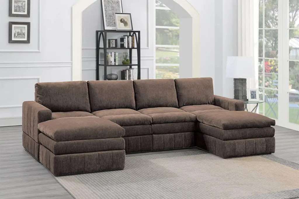 Contemporary 6 Piece Modular Sectional Set Arm Chairs and Wedges kanepe