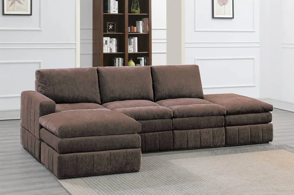 Contemporary 5 Piece Modular L Sectional Set Arm Chair And Wedge kanepe
