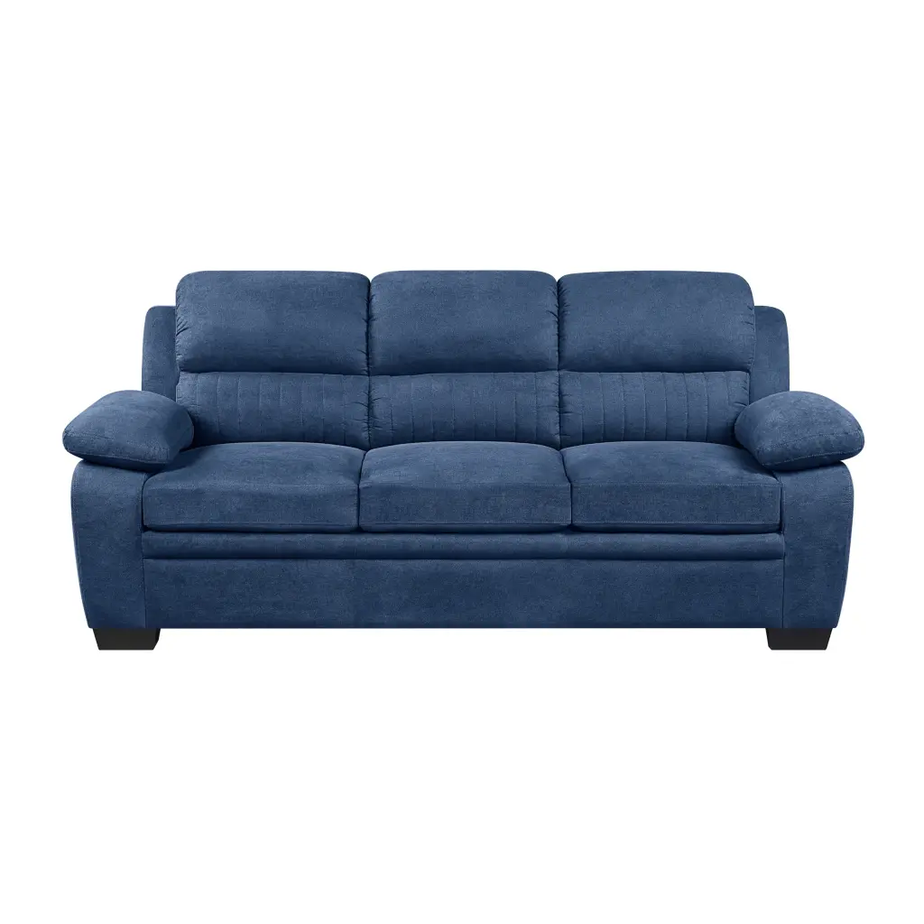 Cozy Plush Seating Sofa 1Pc Modern Blue Textured Material Channel kanepe