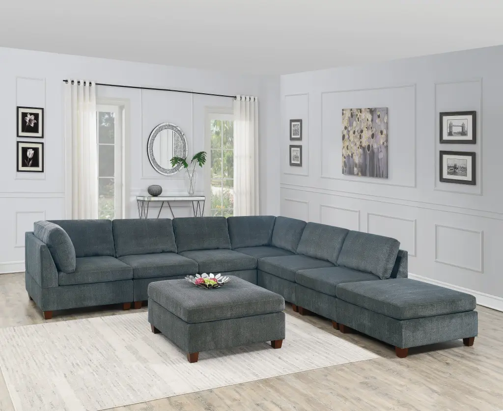 Grey Chenille Modular Sectional Sofa 8 Piece Set Large Living Room kanepe