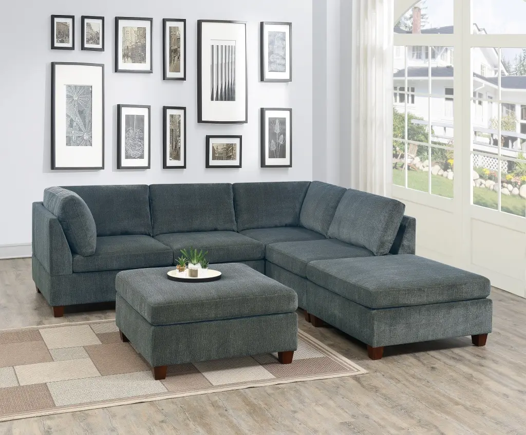 Grey Chenille Modular Sectional Sofa 6 Piece Corner Living Room Set kanepe