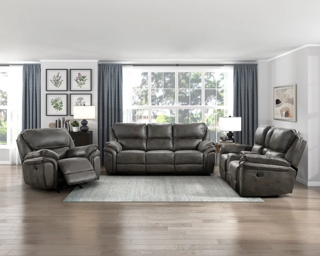 Plush Modern Living Room Sofa Set 3Pc Reclining Sofa Loveseat Rocker kanepe