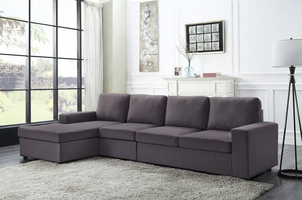 Dunlin 120.5 Sofa Reversible Chaise Dark Gray Linen Living Room Sectional lilola home