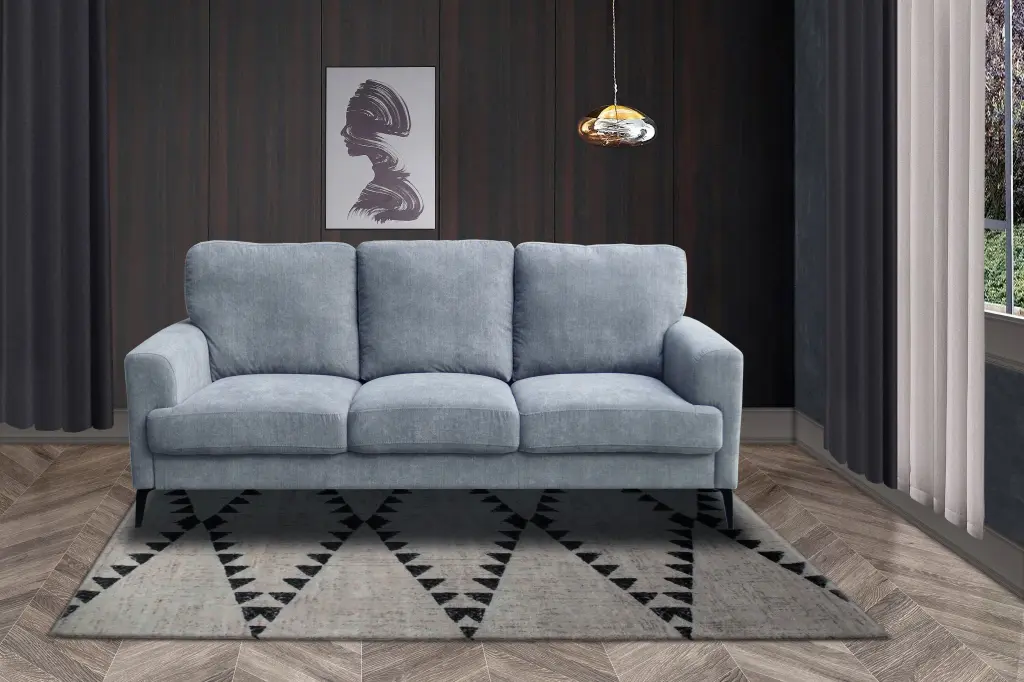 Jackson 84.5 Inch Gray Chenille Sofa Black Metal Legs lilola home