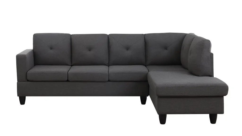 Santiago 96 Inch Dark Gray Linen Sectional Sofa Right Facing Chaise lilola home