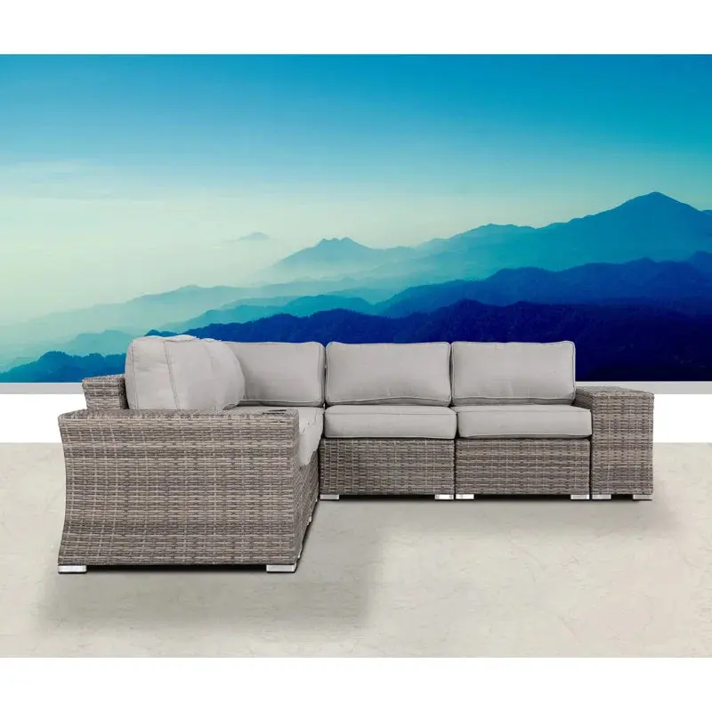 7 Piece Rattan Sectional Sofa Set Cushions Fully Assembled Grey Outdoor Patio Furniture lsi patio furniture