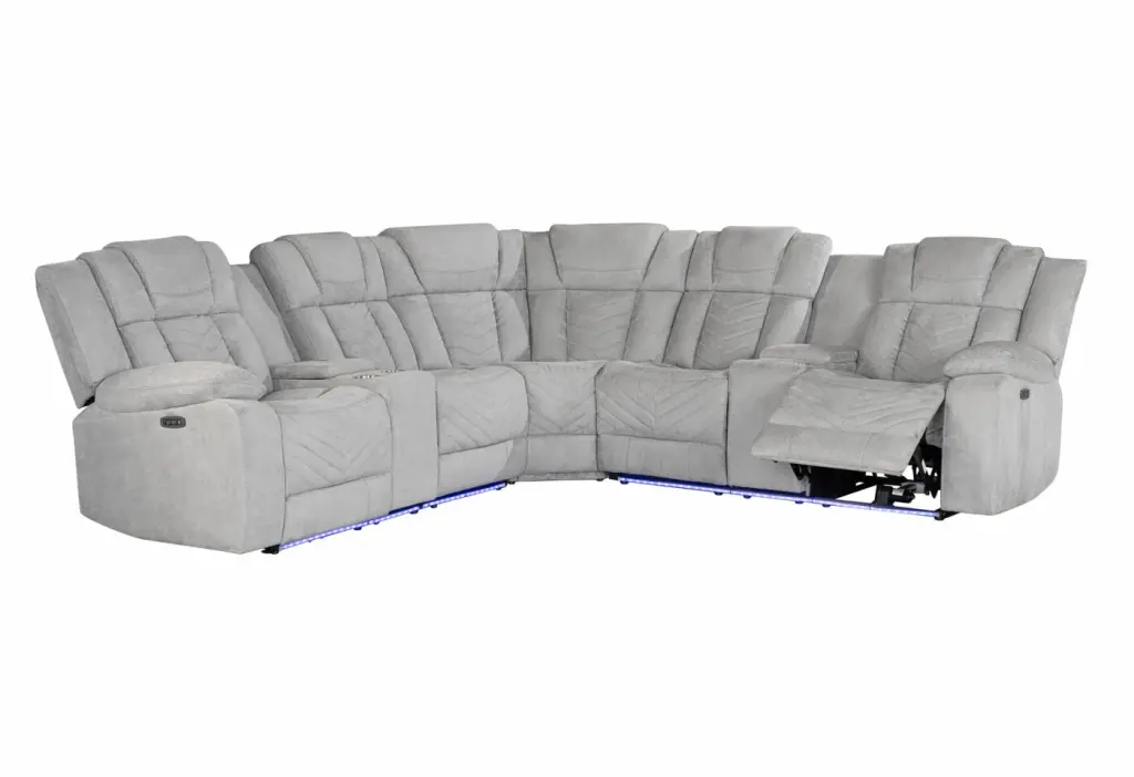 Raize Ash Sectional Sofa 5 Seats Light Gray Fabric Living Room luxe modern furniture