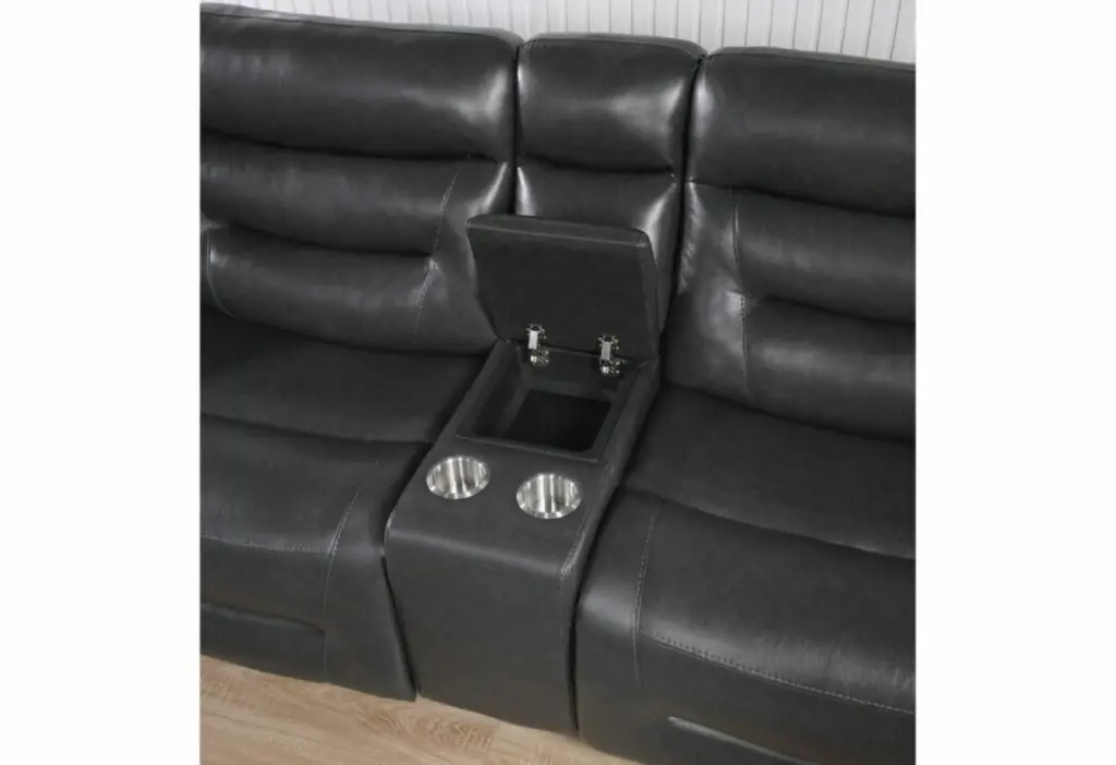 Starch Blanche Charcoal Sectional Sofa Dark Grey PU 5 Seat luxe modern furniture