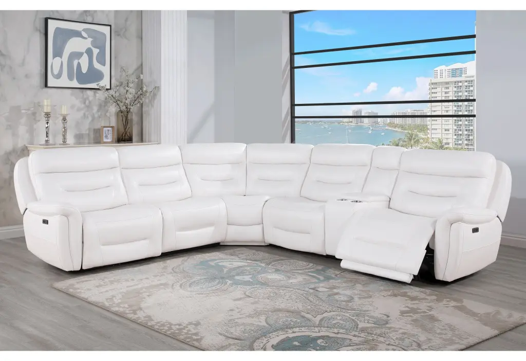 Starch Blanche White Sectional Sofa 5-Seat PU Leather Living Room Furniture luxe modern furniture