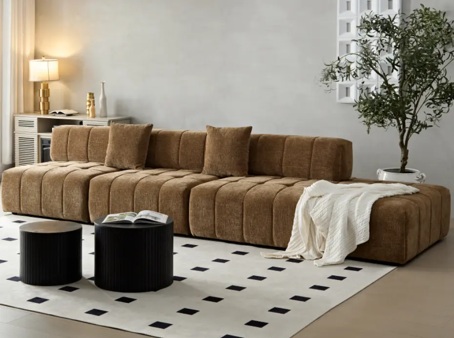 Wks3 Piano Key Combination Sofa 2 Single Seats Premium Cloth Sofa Set meetaking