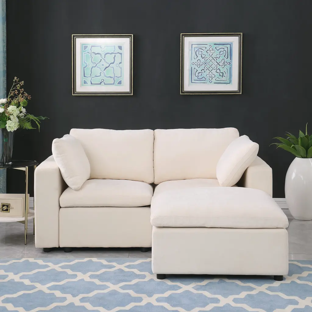 68.5 Inch Loveseat Sofa Ottoman Modular Sectional Beautiful Seat Couch meiting furniture