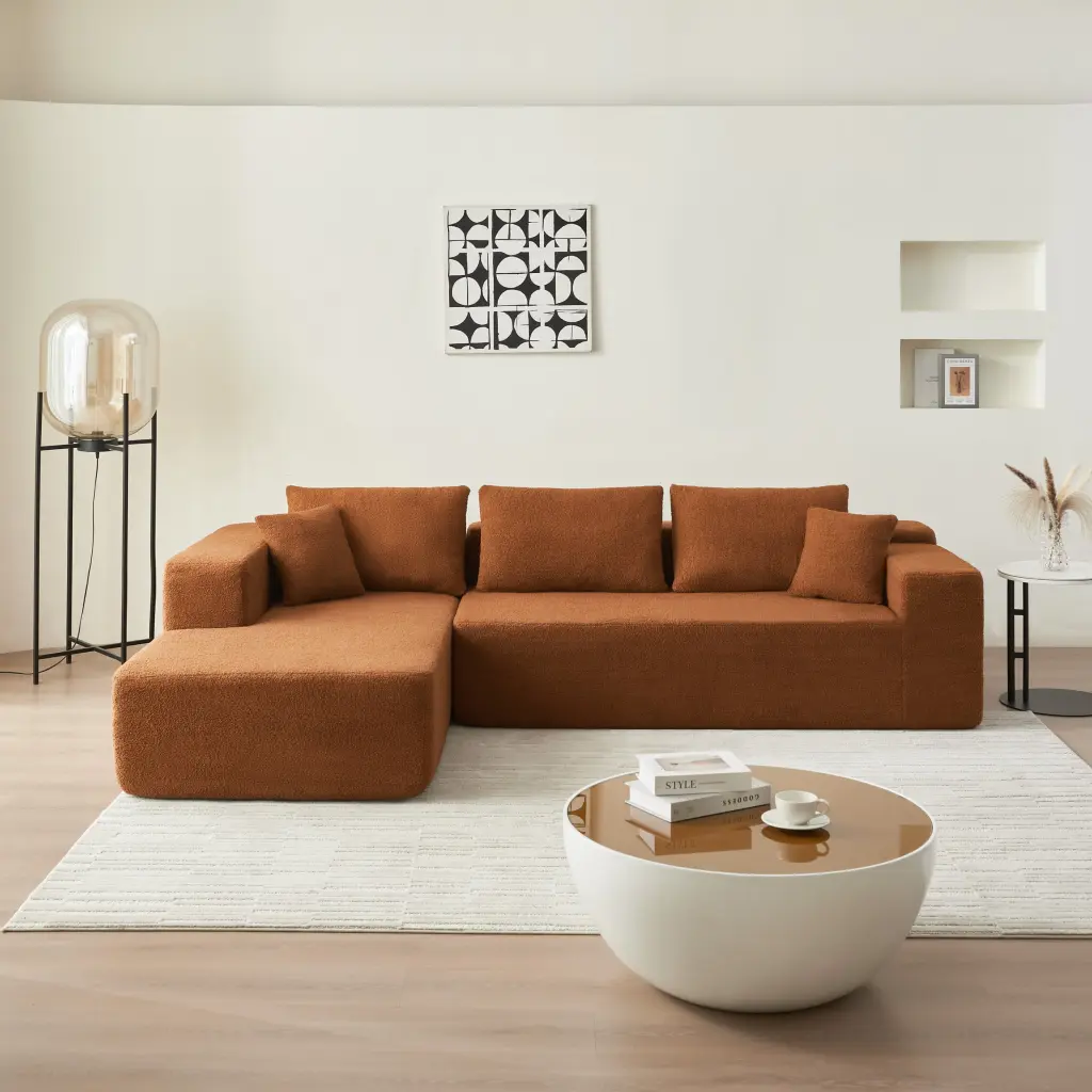104.33 Inch Sponge Sectional Sofa L-Shaped Modern Living Room Couch modasi