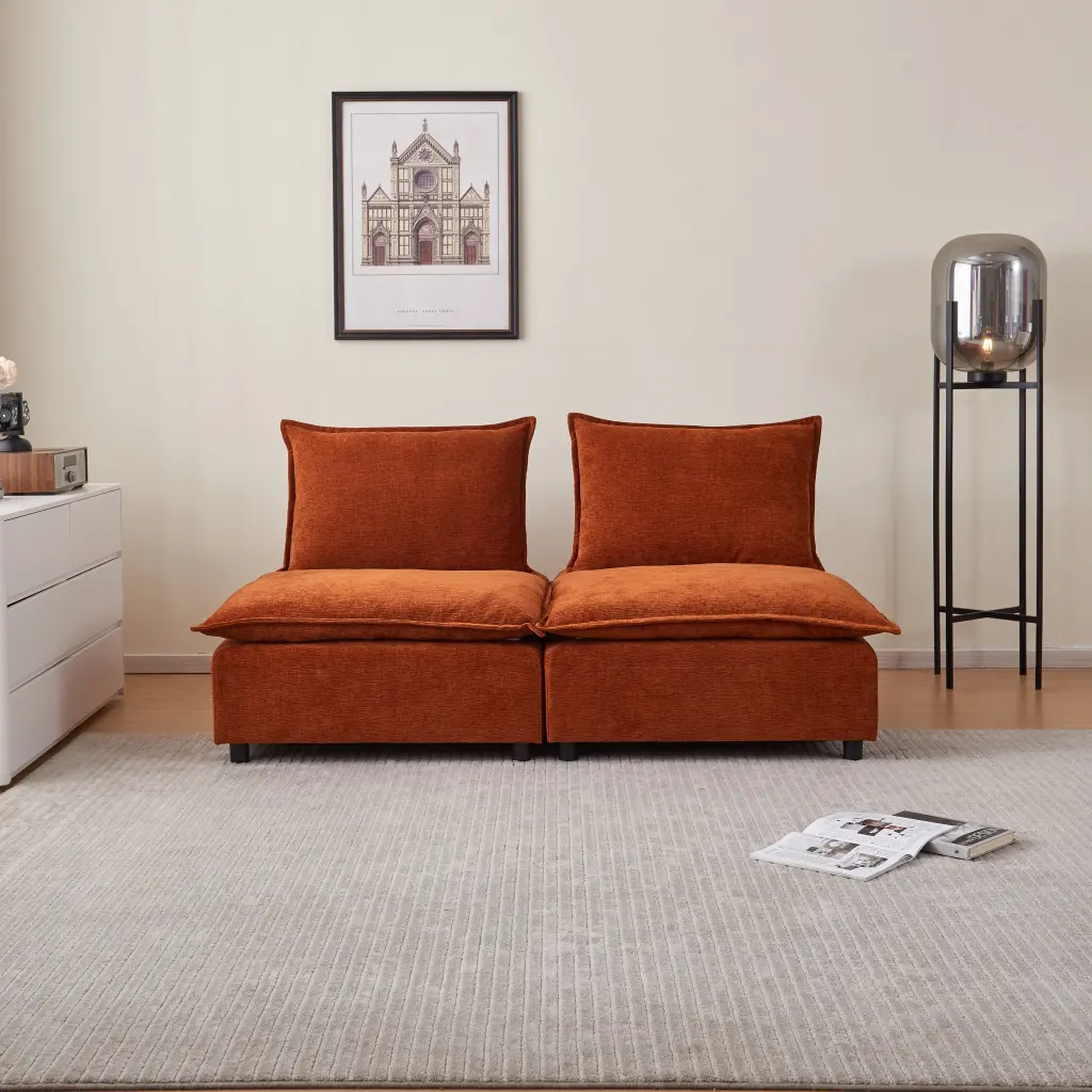 Modern 2 Seater Armless Sofa Couch Living Room Modular Design Ultra Comfort modasi