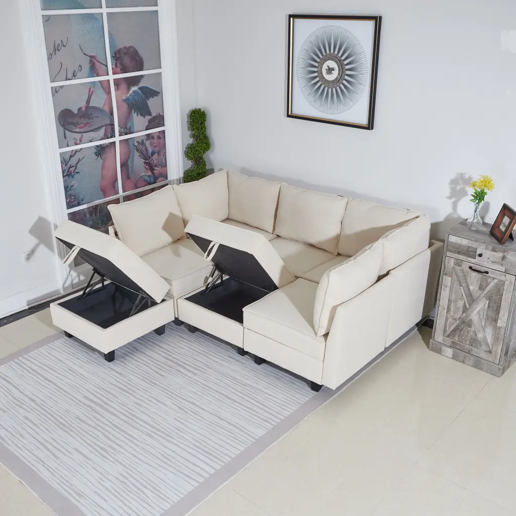 7 Seater Modular Sofa Storage Seats Living Room Furniture Sectional Couch nan kun