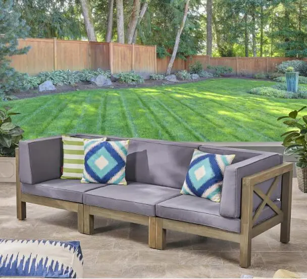 Brava X Back 3 Seater Outdoor Sectional Sofa Set Dark Gray nh-gardenpara