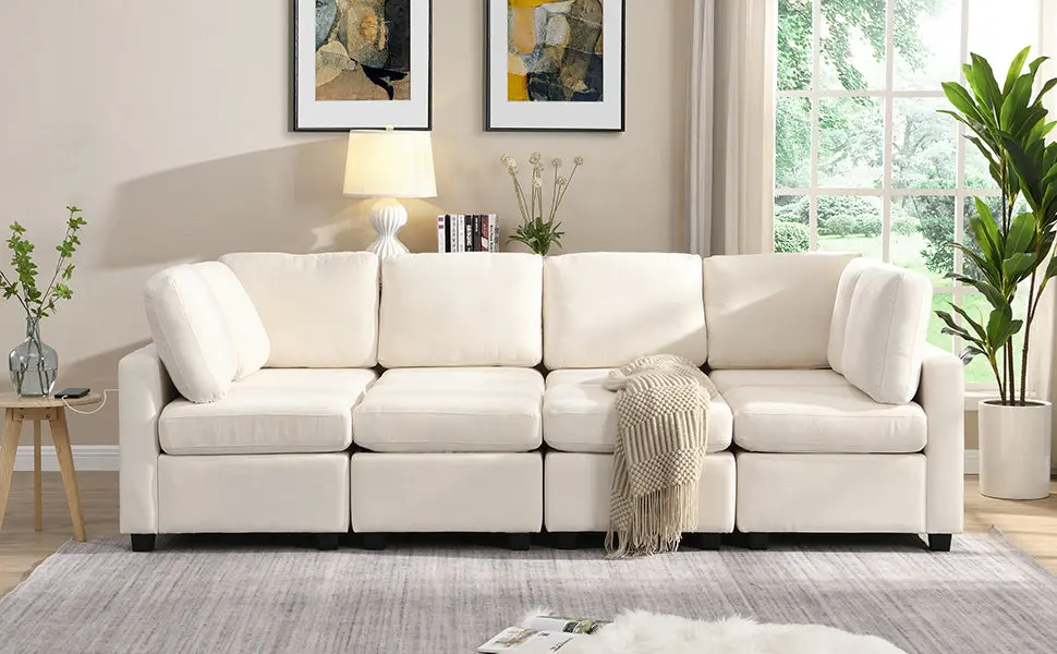 103 Inch Sectional Sofa Couch Bed U Shaped Two Ottomans oris fur.