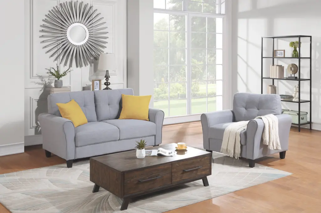 Modern Living Room Sofa Set Linen Upholstered Couch Home Decor oris fur.