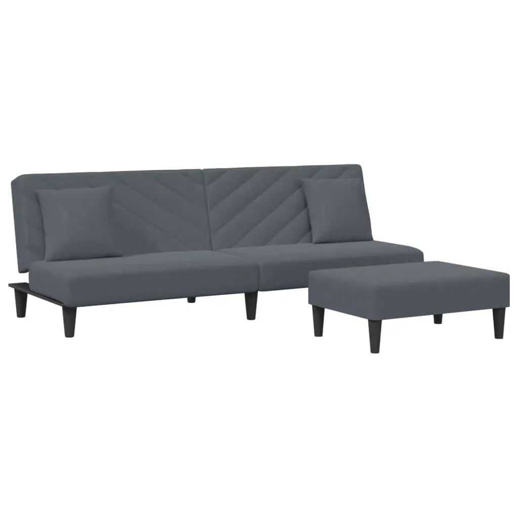 2 Piece Sofa Set Pillows Dark Gray Velvet Living Room Furniture