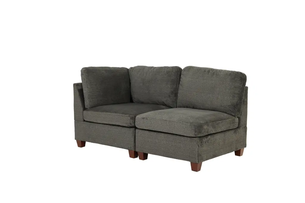 Modular 2 Piece Sectional Sofa Gray Chenille Firm Cushions poundex