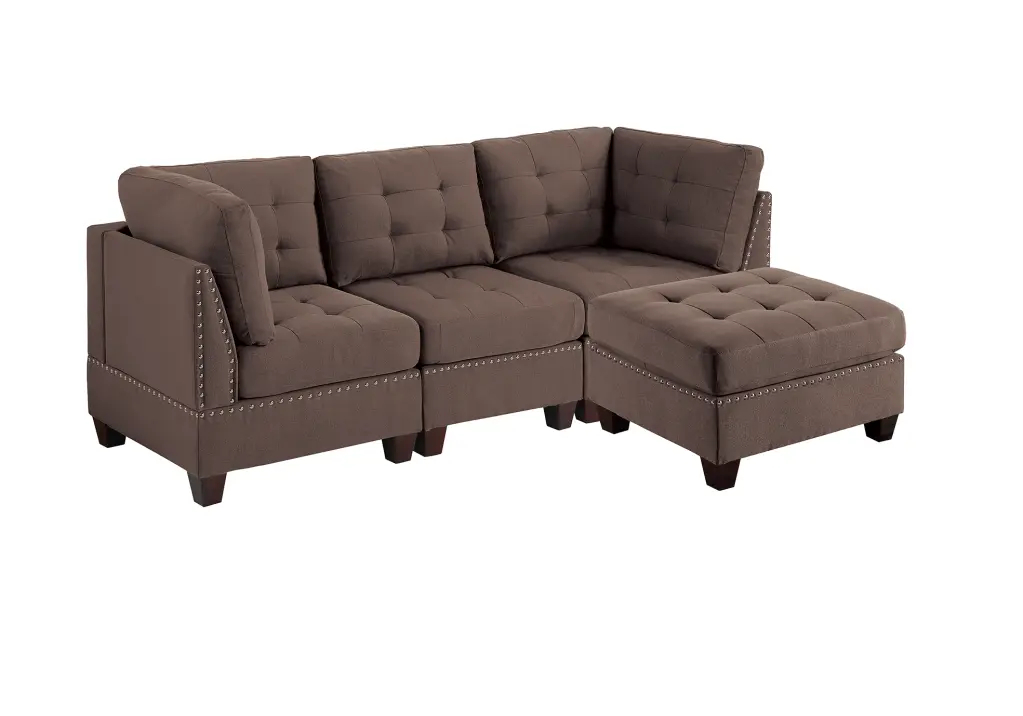Modular Set 4Pc Black Coffee Coffee Fabric poundex