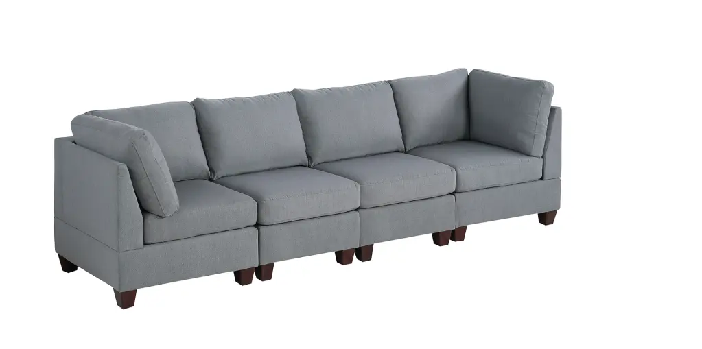 Modular Set 4Pc Gray Fabric Sectional Sofa poundex