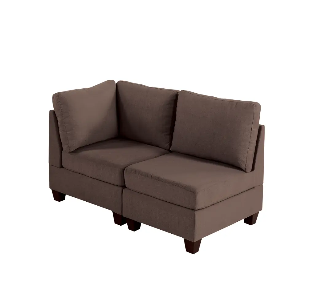 Modular Set 2 Piece Black Coffee Coffee Fabric poundex