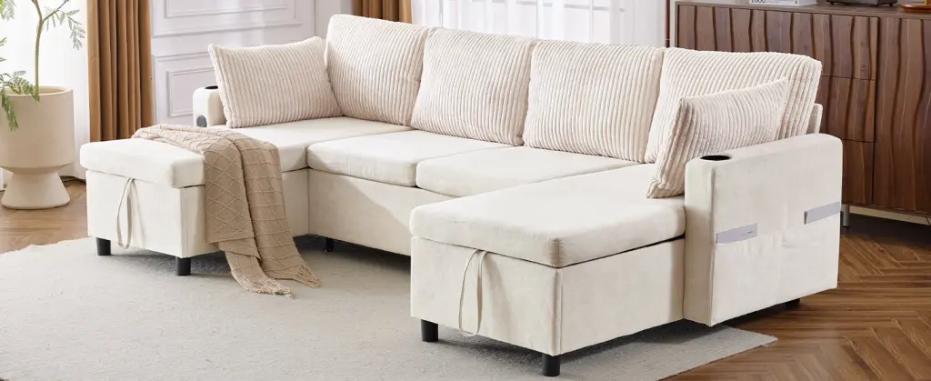 111.8 Inch Sectional Sofa Pull Out Sofa Bed Multi Functional Sleeper rnb