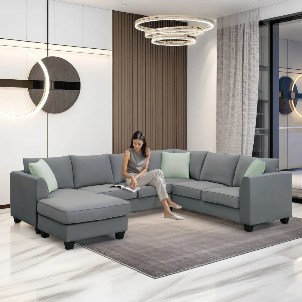 112x87 Inch Sectional Sofa Couches Living Room Sets 7 Seats Modular Design rnb
