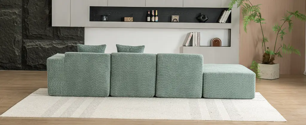 116.5-Inch Sectional Sofa Full Compressed Couch Design rnb