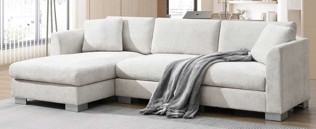 96x56 Inch Modern Cloud Sectional Sofa L-Shaped Premium Couch 2 Features rnb