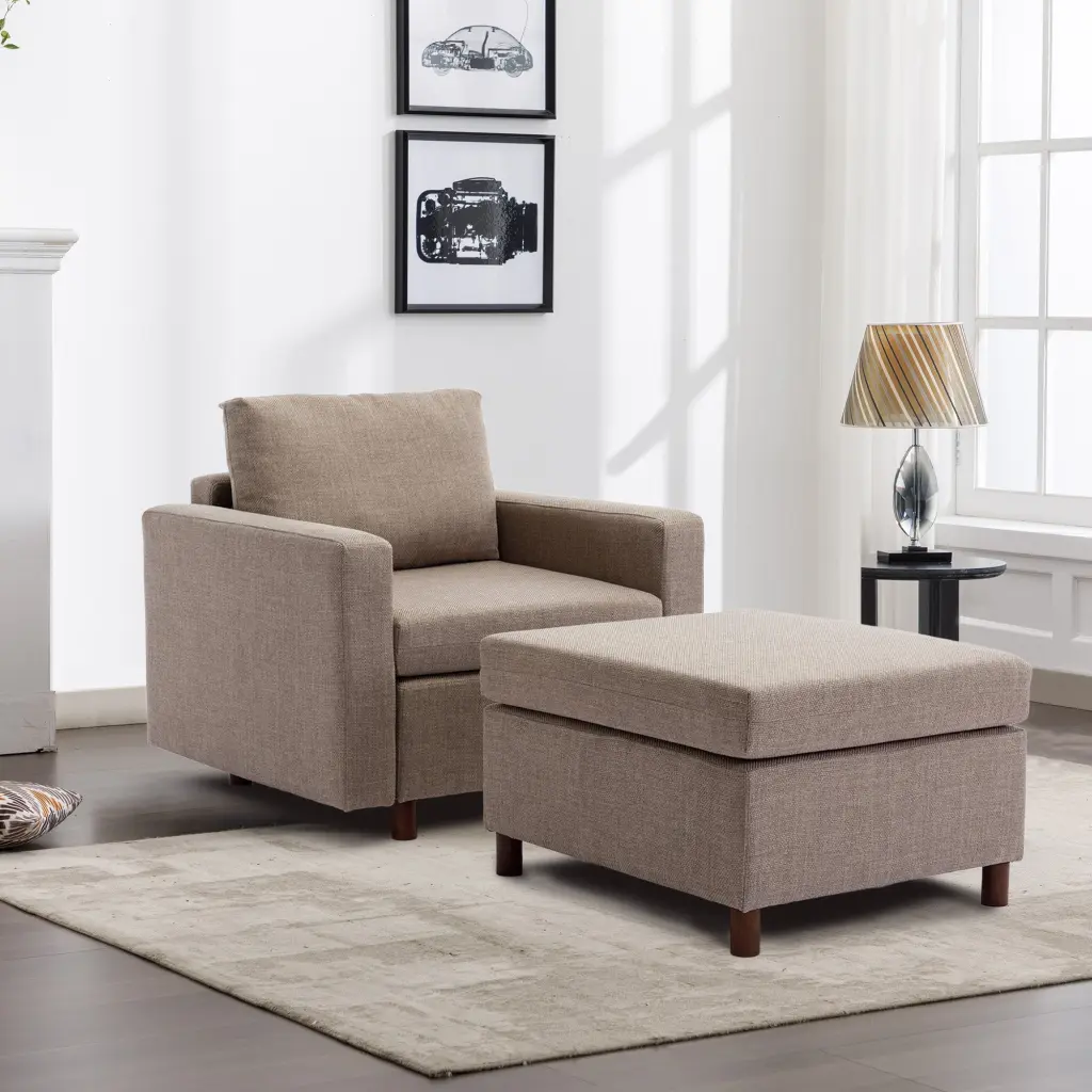 Modular Sectional Couch Single Seat and Ottoman Customizable Colors rnb