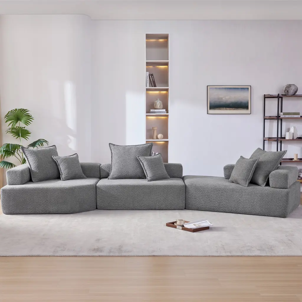 Oversized Modular Sectional Sofa Premium Boucle Floor Couch Set Convertible Design rnb