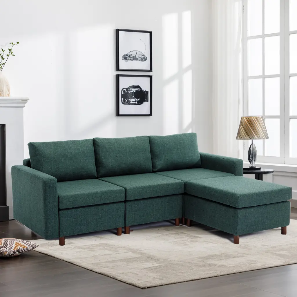 3 Seat Modular Sectional Sofa Couch Ottoman Living Room Lounge Seating rnb