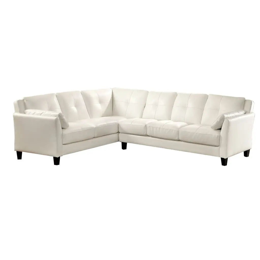 Sectional Sofa Centre Tufted Stitching White Wood Fabric royal hampton