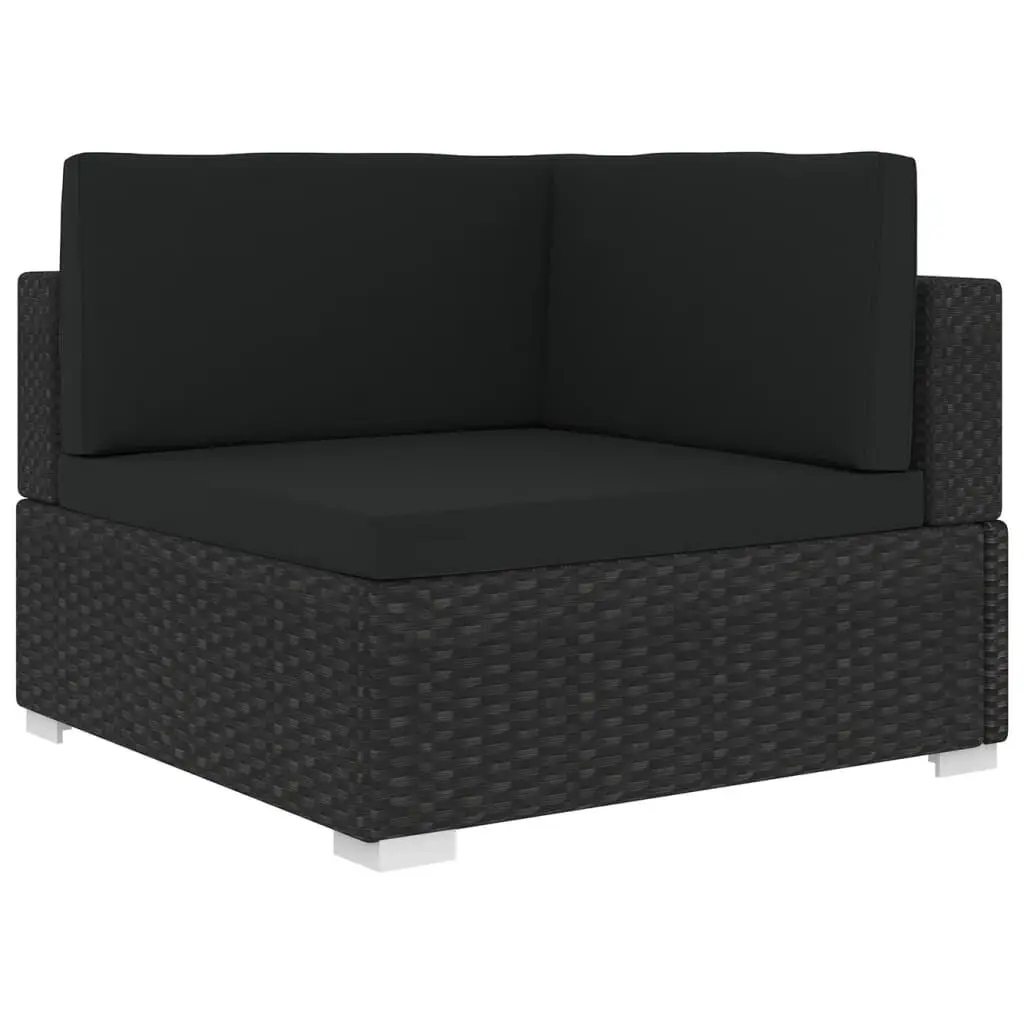 Sectional Corner Chair Cushions Poly Rattan Black Outdoor