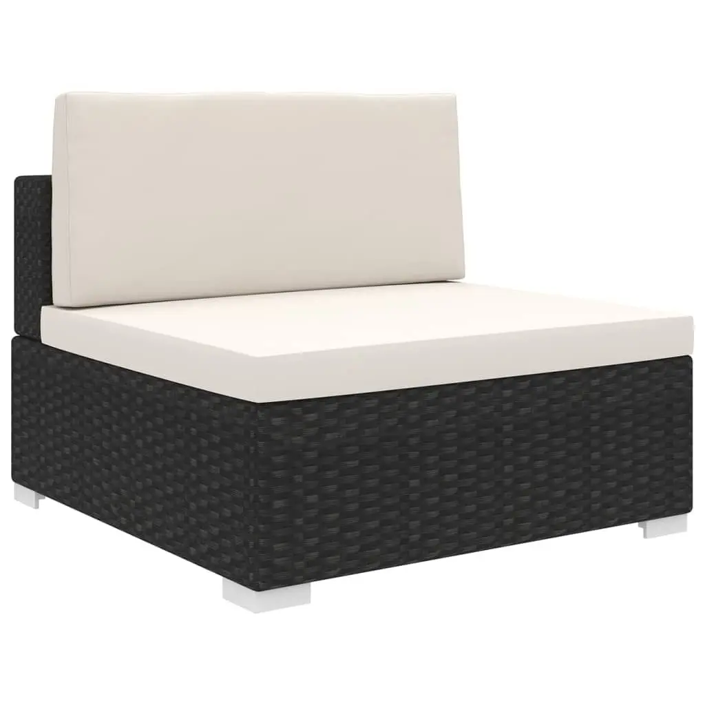 Sectional Middle Seat Cushions Poly Rattan Black