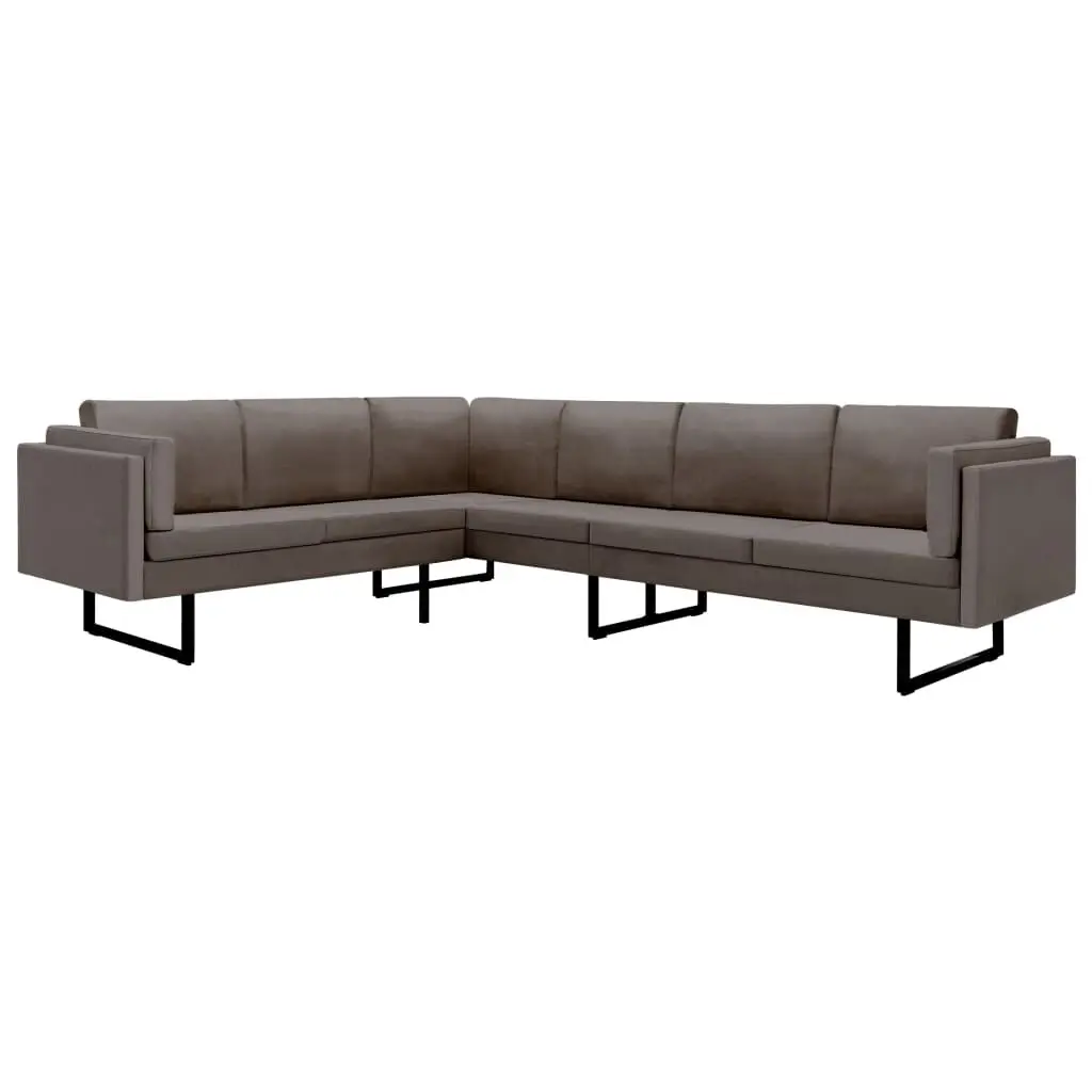 Taupe Fabric Corner Sofa Cushions Living Room