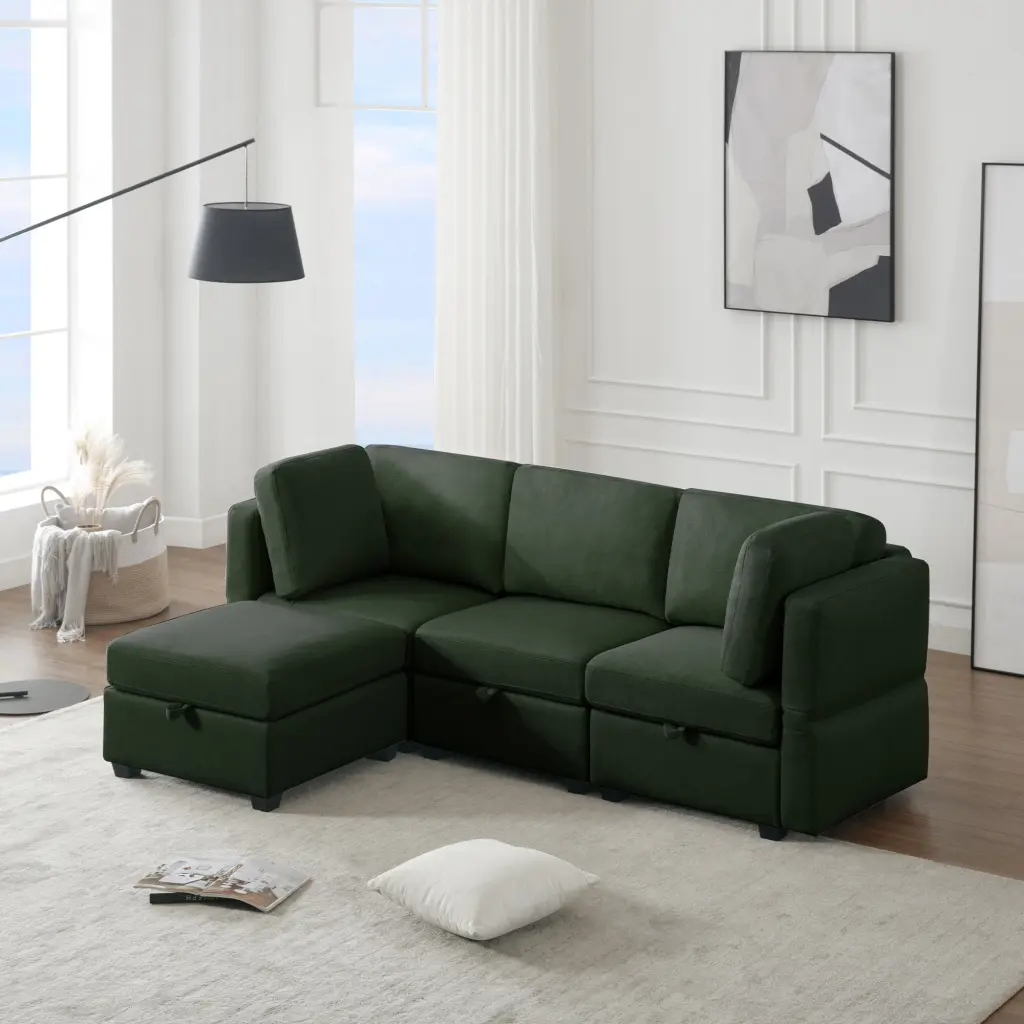Convertible Sectional Sofa Chaise L-Shaped Modular Couch Living Room ui furniture