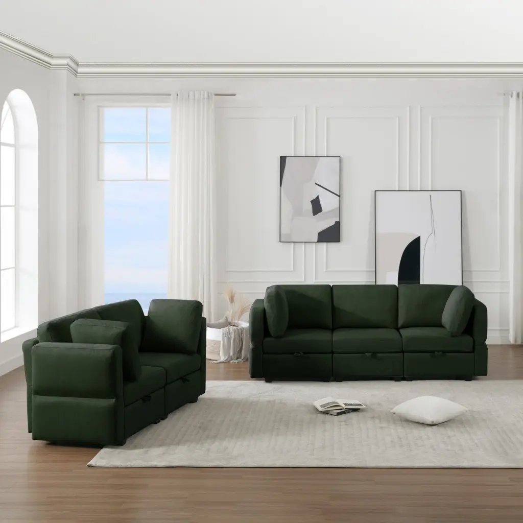 Living Room Sofa Set 3 Seat Couch and 2 Seat Loveseat Hidden Storage ui furniture