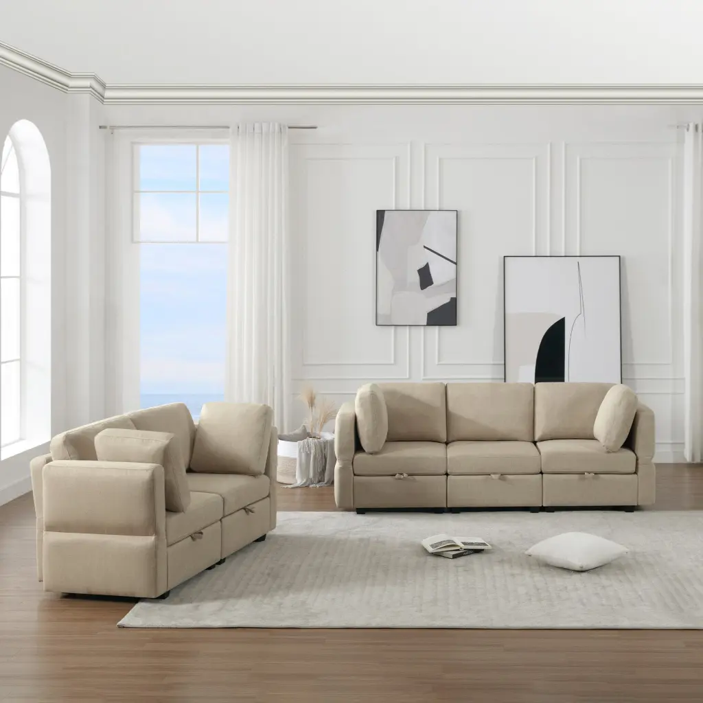 Living Room Sofa Set 3 Seat Couch And 2 Seat Loveseat Hidden Storage ui furniture